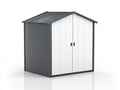 Abri de jardin 180x130x200 cm - panneaux effet bois et double porte - gris foncé-blanc - rangement extérieur compact