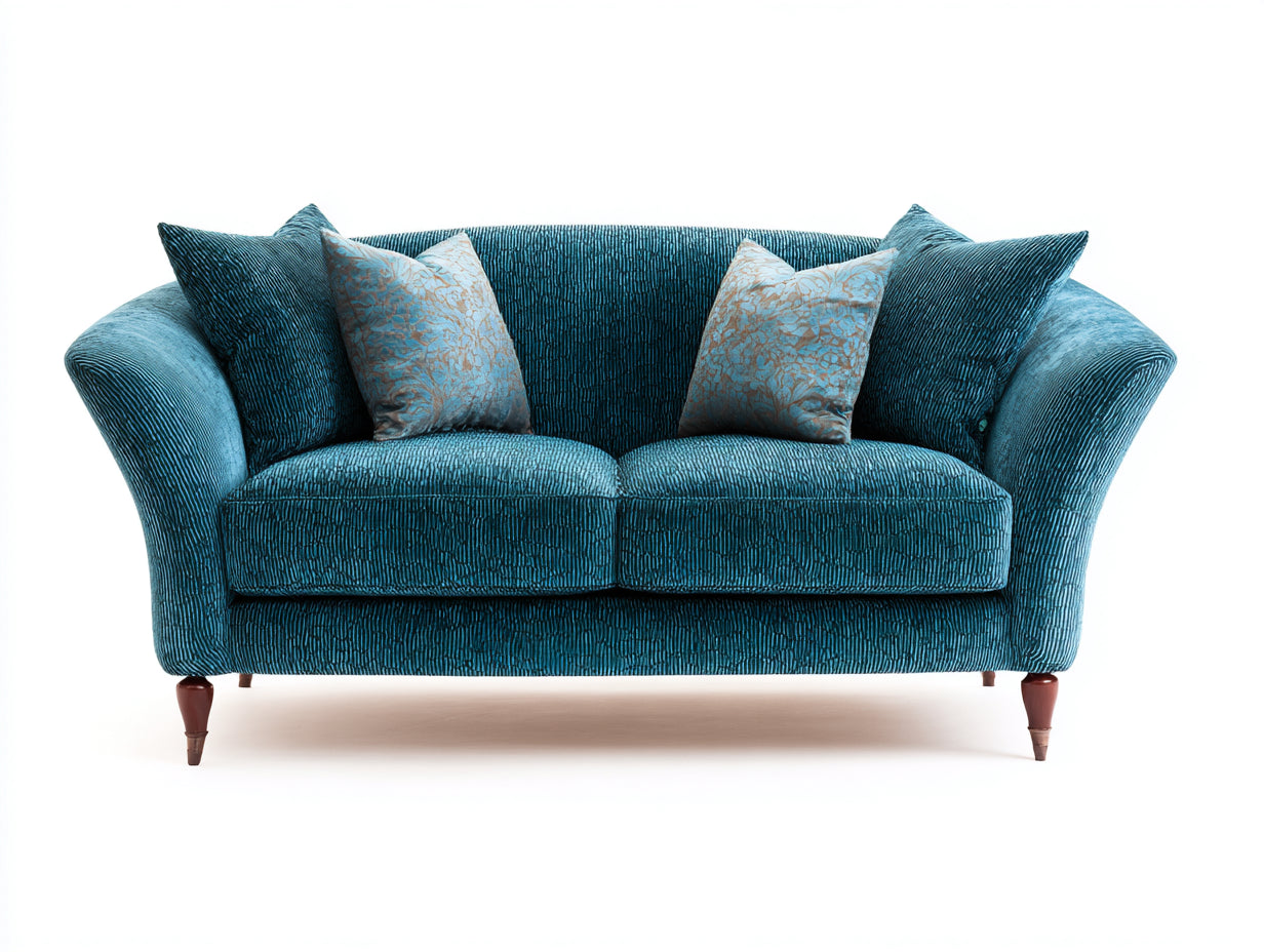 Canapé 2 places en tissu texturé 180x90x88 cm - bleu pétrole - salon style classique