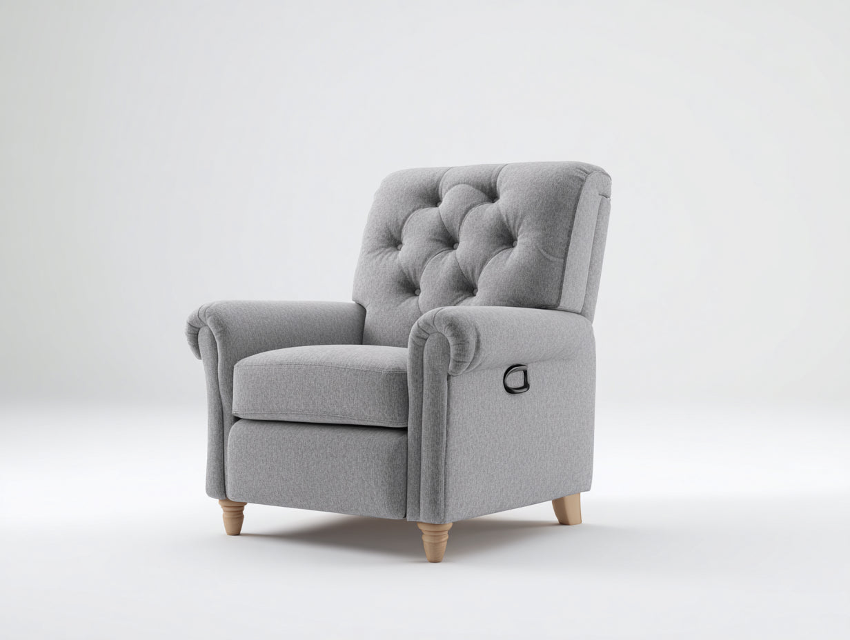 Fauteuil relax en tissu 90x95x102 cm - gris clair - dossier capitonné