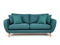 Canapé 2 places en tissu 205x90x84 cm - bleu canard et bois naturel - accoudoirs arrondis
