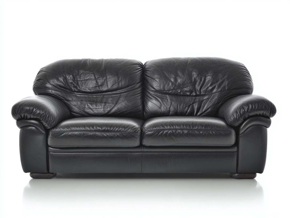 Canapé 2 places en cuir synthétique 170 x 92 x 82 cm - noir - accoudoirs rembourrés