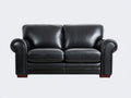 Canapé 2 places en revêtement effet cuir 160x85x88 cm - noir - salon style classique