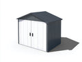 Abri de jardin en métal 220 x 160 x 210 cm - blanc-gris anthracite - 2 portes battantes et toit à deux pentes