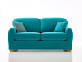 Canapé 2 places en tissu bleu turquoise avec pieds en bois 160x85x82 cm - Style moderne pour salon