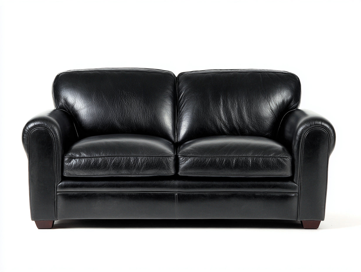 Canapé 2 places en revêtement effet cuir 170x90x85 cm - noir - salon style classique