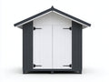 Abri de jardin 200x150x215 cm panneaux effet bois double porte gris foncé blanc rangement extérieur pour jardin