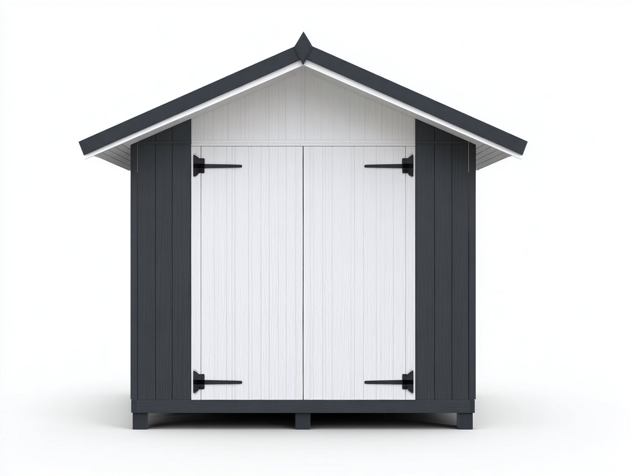 Abri de jardin 200x150x215 cm panneaux effet bois double porte gris foncé blanc rangement extérieur pour jardin