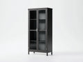 Bibliothèque en métal et verre 80x40x180 cm - noir-argent - salon style industriel