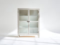 Bibliothèque en métal et verre blanc cassé 80x35x130 cm - 2 portes vitrées style moderne