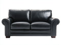 Canapé 2 places en simili cuir noir 165x88x85 cm - Accoudoirs arrondis style classique