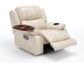 Fauteuil relax en revêtement effet cuir avec repose-pieds 100x95x105 cm - beige crème - salon confort moderne