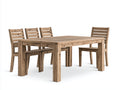 Salon de jardin repas en bois massif avec 4 chaises 160x90x75 cm - bois naturel - terrasse style rustique