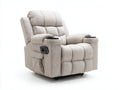 Fauteuil relax en tissu texturé 94 x 92 x 105 cm - beige - porte-gobelets et repose-pieds