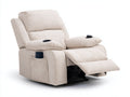 Fauteuil relax 100 x 95 x 105 cm tissu bouclé beige repose pieds intégré porte gobelets rangement latéral pour salon