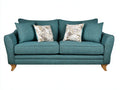 Canapé 2 places en tissu texturé 180 x 88 x 85 cm - bleu canard - pieds en bois