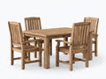 Salon de jardin repas en bois massif naturel table 140x90x75 cm fauteuils 60x58x105 cm - Ensemble 5 pièces style rustique
