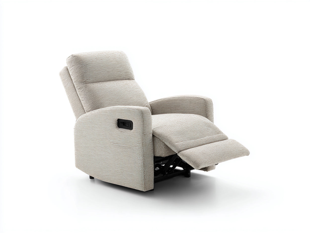 Fauteuil relax en tissu beige 95x88x102 cm - Repose-pieds relevable style moderne