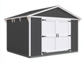 Abri de jardin 240x180x210 cm - panneaux effet bois et double porte - gris foncé et blanc - rangement extérieur