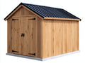 Abri de jardin en bois avec toit métallique 240x180x210 cm - bois naturel-noir - extérieur rangement rustique