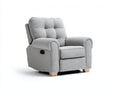 Fauteuil relax 95 x 90 x 100 cm tissu gris clair dossier capitonné accoudoirs rembourrés pour salon