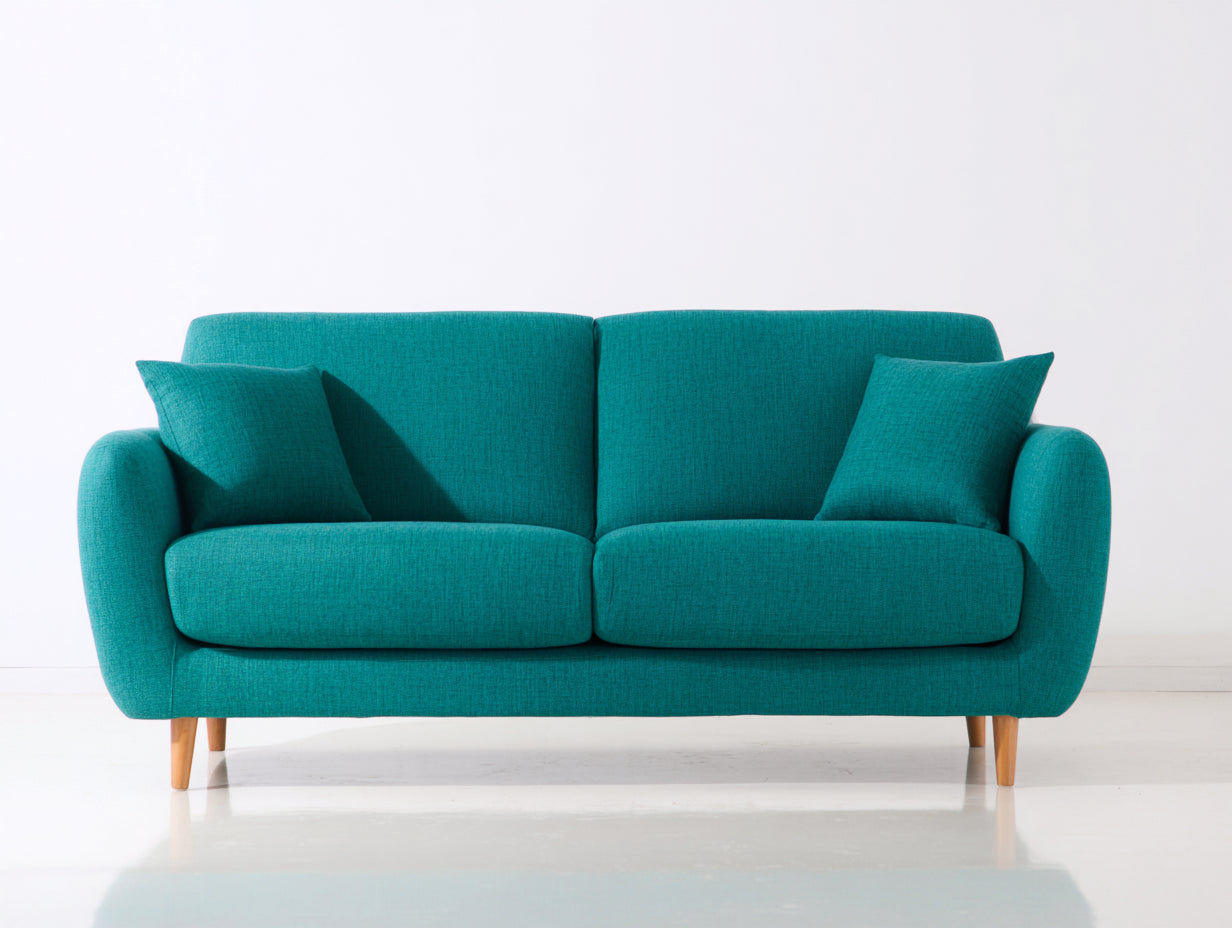 Canapé 2 places en tissu 180x85x82 cm - turquoise - salon style moderne